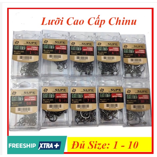 Lưỡi Câu Cá Nhật Bản Chinu Supe, Lưỡi Câu Đơn, Lưỡi Câu Không Gỉ, Lưỡi Câu Cá Chép, Rô Phi Chất Lượng