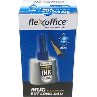 Mực Bút Lông Dầu 25ml FlexOffice FO-PMI02 (Mực Xanh)