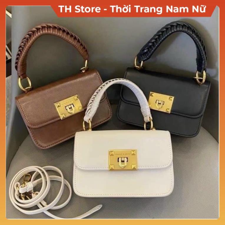 Túi xách nữ đeo cheo CNK quai tết năng động , Túi sách đeo vai cầm tay cá tính màu đen trắng thời trang TH Store
