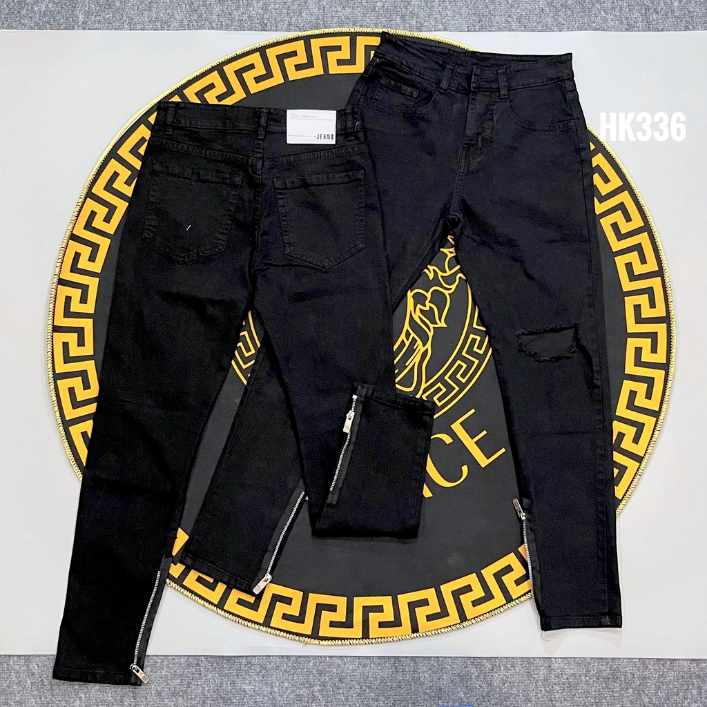 Quần jean nam mẫu mới DK_FASHION thiết kế rách gối khoá kéo ống quần thới trang cá tính chất vaie DENIM cao cấp