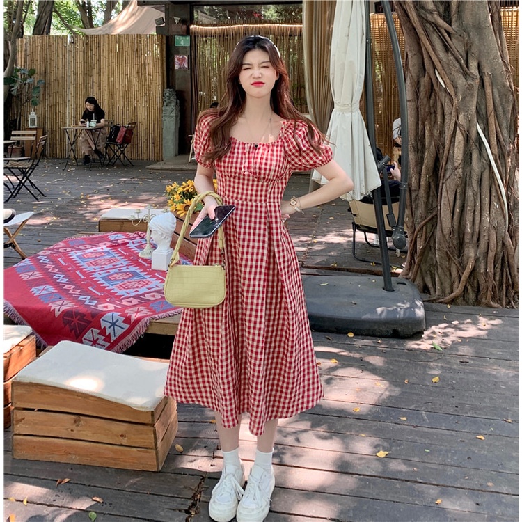 IELGY  Đầm Hai Dây Ôm Dáng Họa Tiết Kẻ Sọc Màu Đỏ Phong Cách hong kong Cổ Điển Thời Trang Cho Nữ