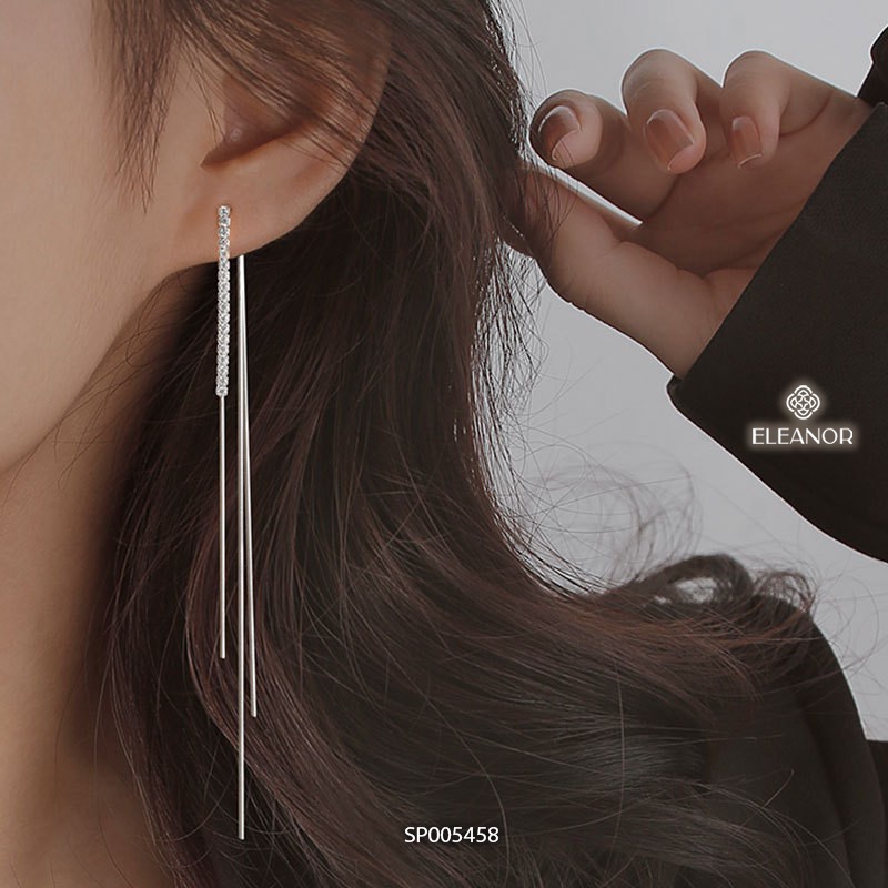 Bông tai nữ chuôi bạc 925 Eleanor Accessories thiết kế tua rua đính đá phụ kiện trang sức 5458