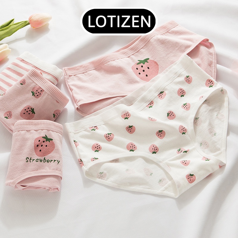 Quần lót nữ cotton 5 mẫu họa tiết dâu cute 326