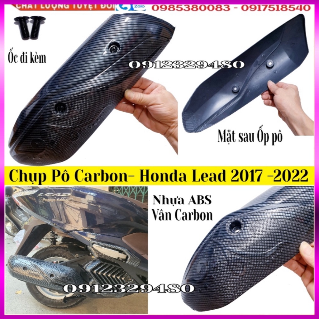 Chụp Pô (Ốp Che Pô) Nhựa ABS Vân Carbon Gắn Honda Lead 2017 - 2022 Các Phiên Bản (Hàng Artistar) Ảnh thật sản phẩm