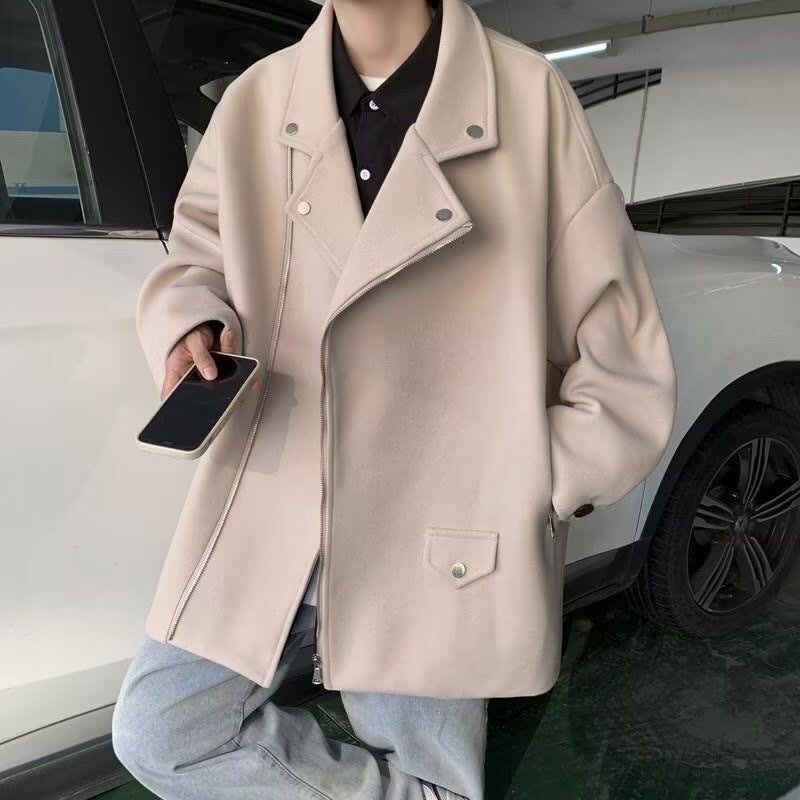 Áo Khoác Dạ Cổ V Đính Cúc Unisex