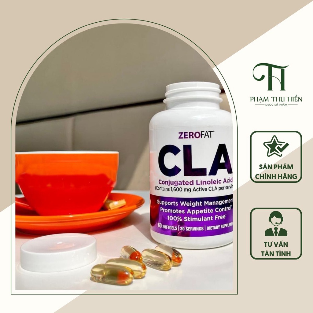 Viên Uống Giảm Cân ZeroFat CLA, Hỗ Trợ Giảm Béo, Đốt Mỡ, Giảm Cân An Toàn, Chính Hãng Mỹ 60 viên