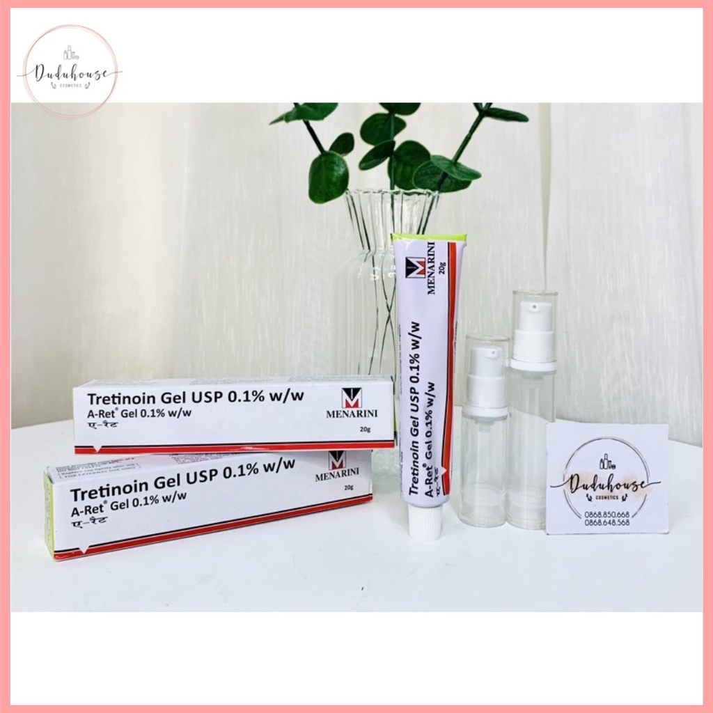 Tretinoin Gel USP Aret Ấn Độ 0.025% / 0.05% / 0.1% giúp giảm mụn ẩn mụn đầu đen tái tạo chống lão hóa 20g