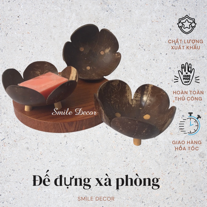 Khay đựng xà phòng , kệ xà bông bằng gáo dừa Smile Decor - Eco-friend coconut shell soap dish