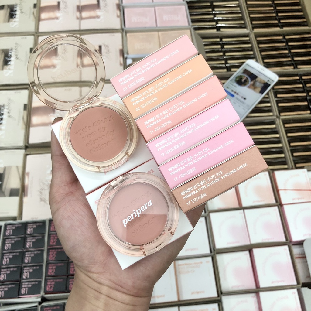 (BILL KOREA) Má Hồng PERIPERA Pure Blushed Sunshine Cheek 4.2g