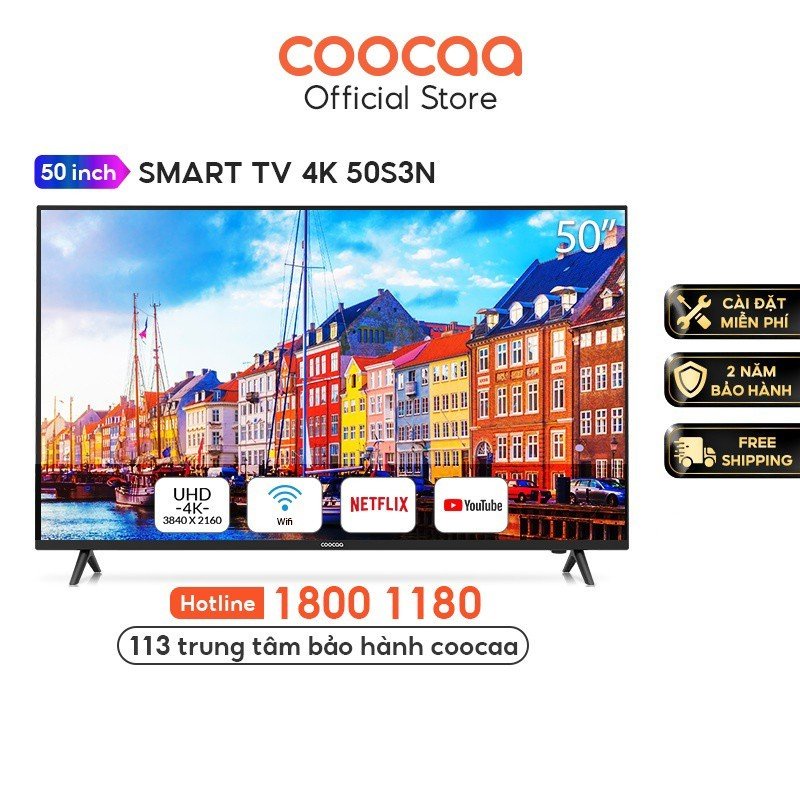 Smart Tivi Netflix 4K UHD Coocaa 50 inch - Model 50S3N - Miễn phí lắp đặt | BigBuy360 - bigbuy360.vn