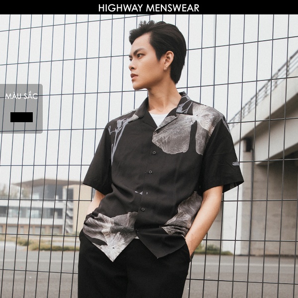 Áo sơ mi ngắn tay nam hoạ tiết mềm mịn Highway (Menswear) Floret