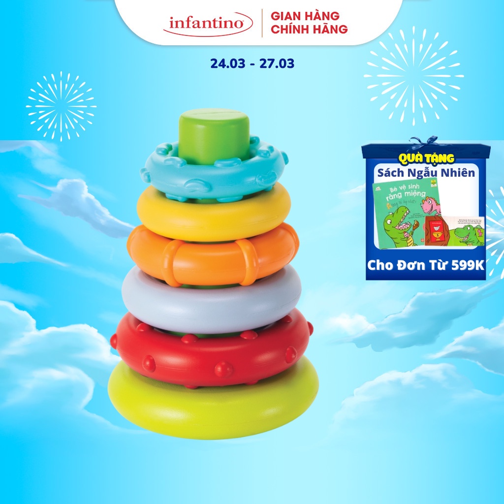 Đồ Chơi Tháp Xếp Chồng Infantino Vòng Tròn Nhiều Màu Sắc Cho Bé Giúp Kích Thích Thị Giác Bằng Nhựa ABS Cao Cấp An Toàn