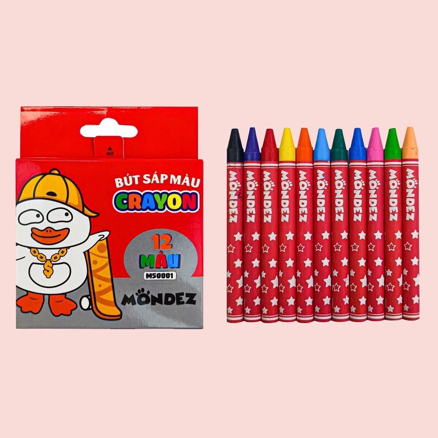 Bút Sáp Màu MONDEZ 12 Màu, Bám GIấy Tốt Cho Bé Tập Tô