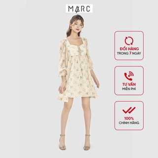 Đầm nữ MARC FASHION babydoll cổ tim tay sheer họa tiết hoa FATH040421