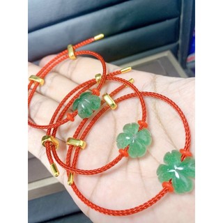 Vòng tay cỏ 4 lá thạch anh dâu + tặng lá bồ đề