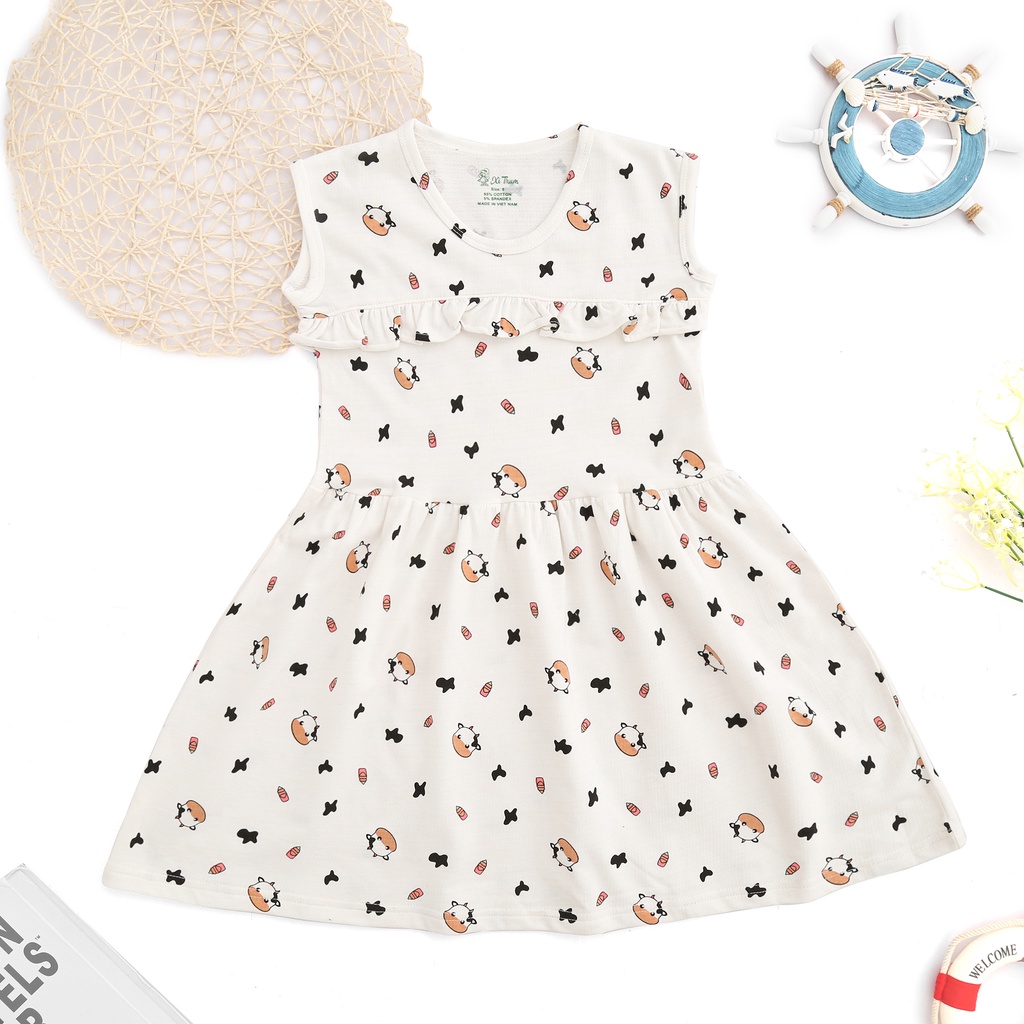 Đầm bé gái size 2-08 tuổi ,Váy bé gái thun da cá cotton 100 xuất dư (Xuất hàn) 19-43kg , đầm trẻ em tay ngắn Xì Trum