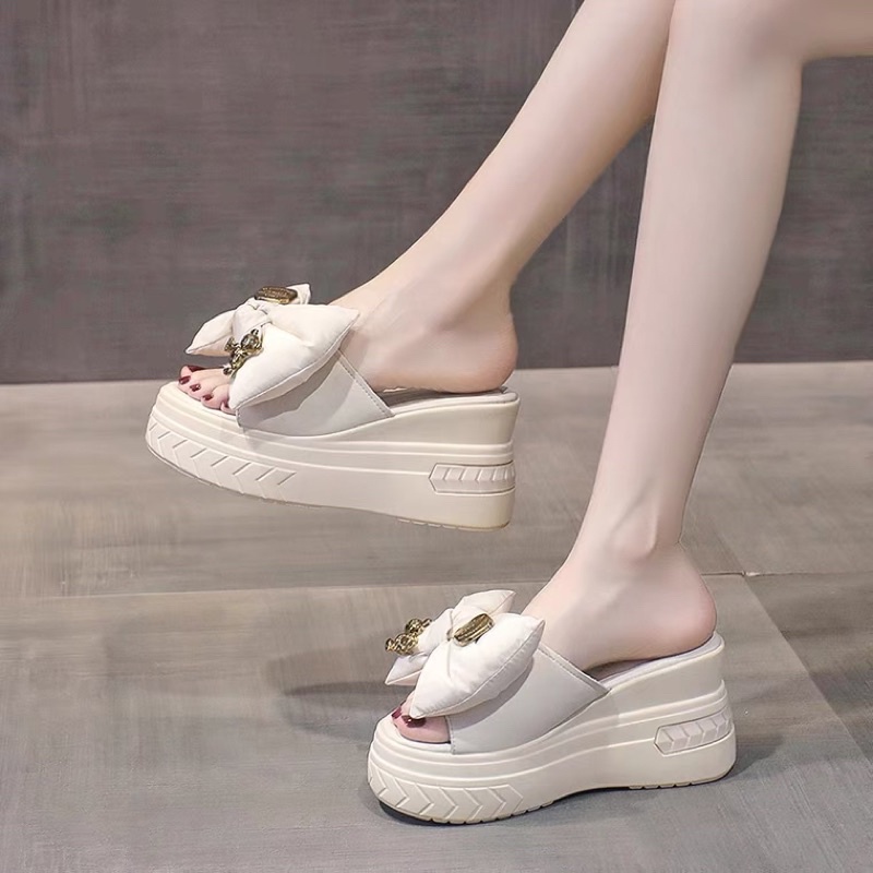 Dép đế bánh mì quai nơ cao 9cm