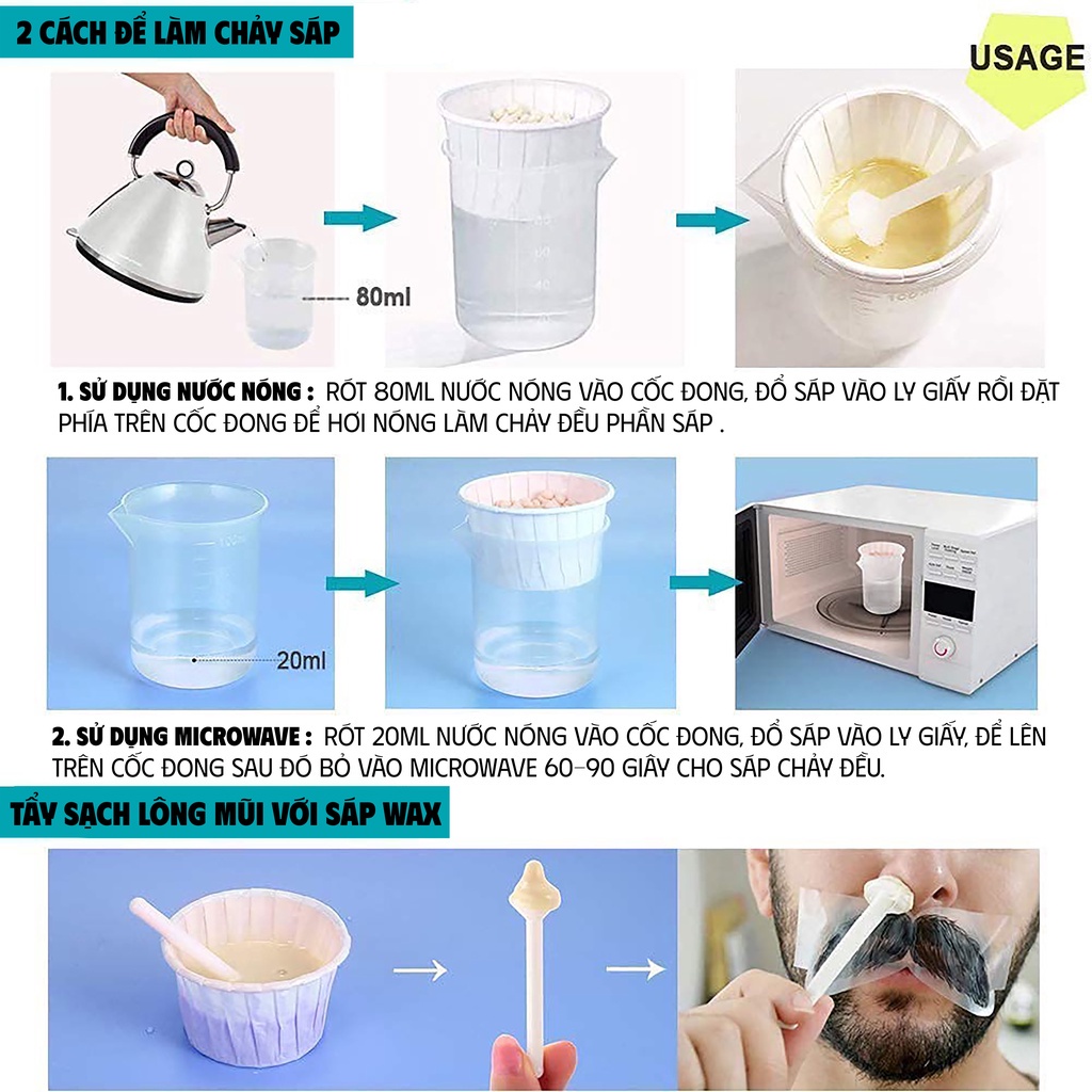 Bộ Đầy Đủ Dụng Cụ Wax Râu,Lông Mũi ,Lông Mày Chuyên Dùng Cho Spa và Tại Nhà,Siêu An Toàn Không Kích Ứng Da