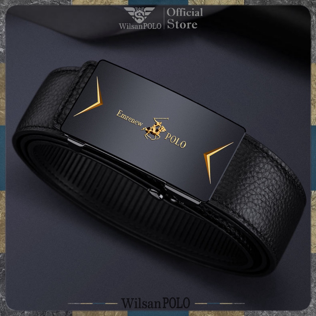 Thắt Lưng Nam Dây Lưng Da Bò cao cấp Wilsan POLO, Dây nịt nam bản nhỏ khóa tự động phong cách Hàn Quốc WS06