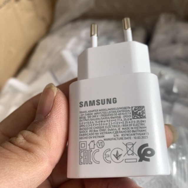 Bộ Sạc Siêu Nhanh S23  Super Fast Charging 25w chính hãng Samsung dùng được cho tất cả các dòng máy chân cắm TypeC