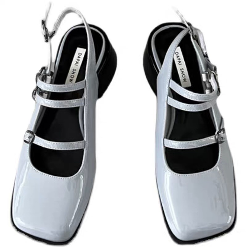 Giày Mary Jane mùa hè Xăng đan nữ 2023 mũi vuông đế vuông