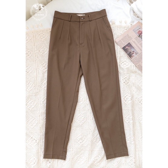 Quần Nữ Baggy Công Sở Co Giãn Màu Trơn 38-72KG LÁ IN HOA: Đen, Xanh Mint, Xám Tro