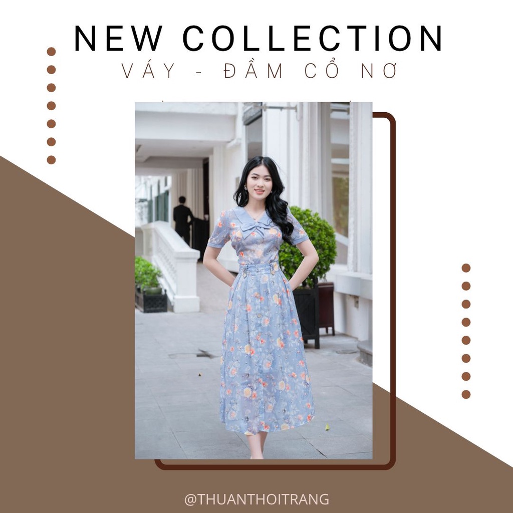 Váy Nữ Cổ Nơ HANERI Thiết Kế Dáng Dài Xòe Tay Lỡ Thắt Eo Cho Nữ Đi Chơi, Đi Dự Tiệc 2 MÀU N01 | BigBuy360 - bigbuy360.vn