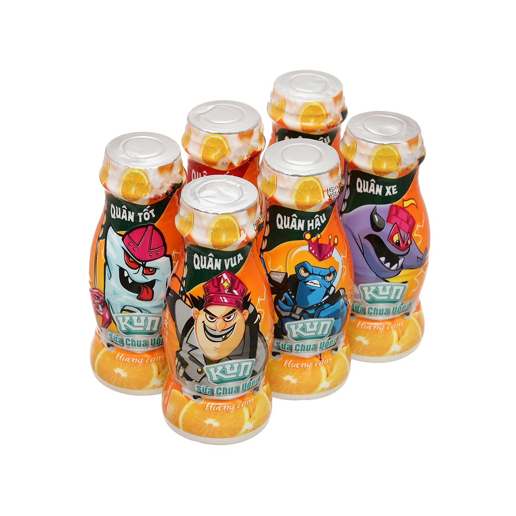 Lốc 6 chai Sữa chua uống kem dâu/ cam LiF Kun 90ml