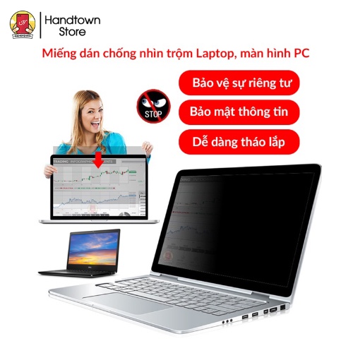 Tấm che miếng dán màn hình chống nhìn trộm Laptop Dell Latitude 3400 14 inches cao cấp Privacy Guard Handtown