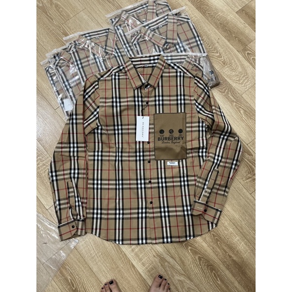 Áo Sơ Mi Dài Tay Nam Nữ Chất Liệu Cotton  Kẻ Sọc Caro Màu Be Không Nhăn Thêu Túi Ngực Phong Cách | BigBuy360 - bigbuy360.vn