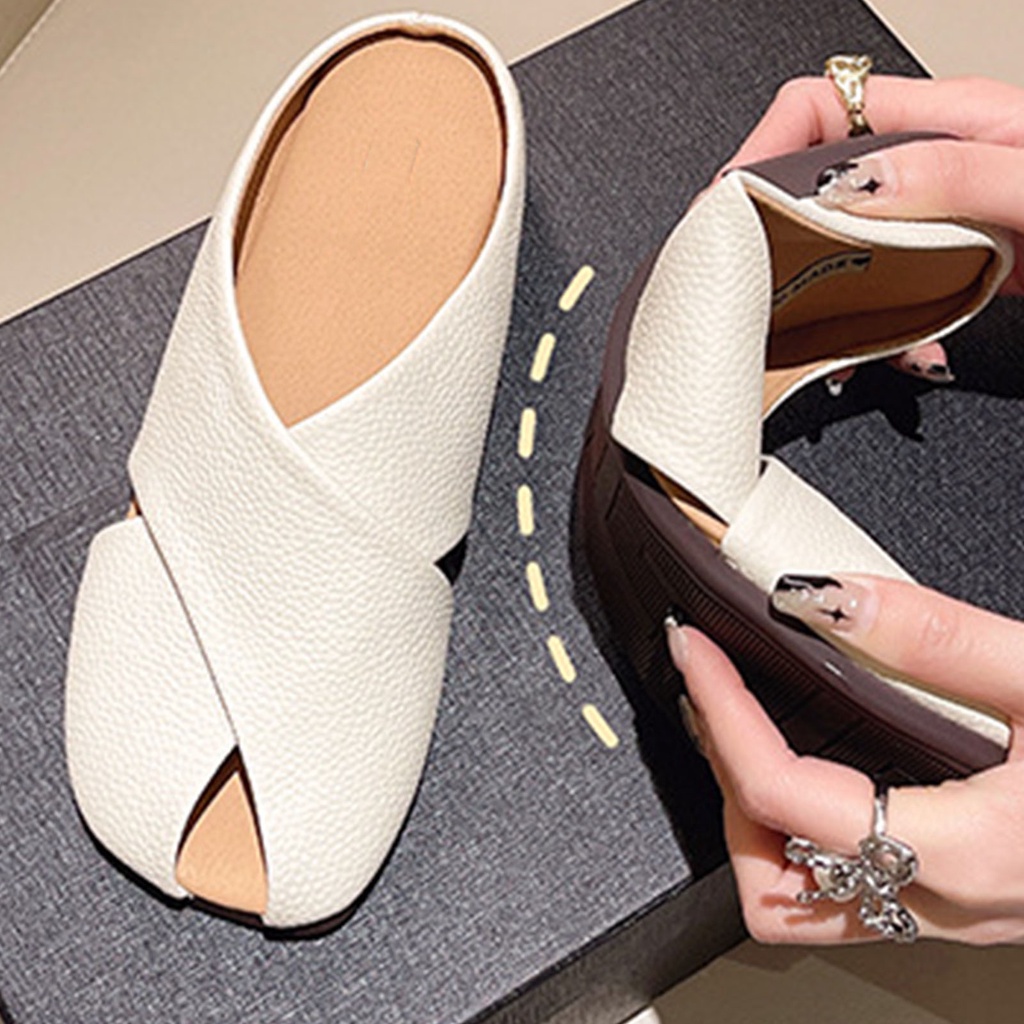 PunkyRabbit Dép Nữ Mũi Tròn Kín Chống Trơn Trượt Mềm Mại Hấp Thụ Sốc Giày Lười Cho Mùa Xuân  Thu