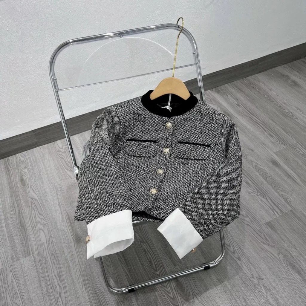 Áo khoác dạ phối tay sơ mi trắng hàng 2 lớp, áo khoác dạ siêu sang chảnh kèm ảnh thật