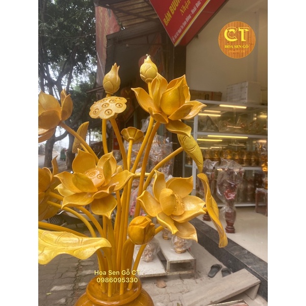 Bình Sen Gỗ Mít 17 Bông 🌺