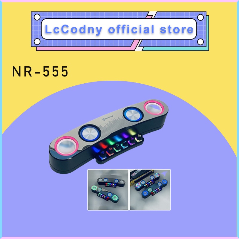 Loa Bluetooth Gaming NR-555, Loa Kép 10W*2, Phím Cơ Học, Loa Di Động Đèn Có Leser Nháy Theo Nhạc Hỗ Trợ Thẻ Nhớ