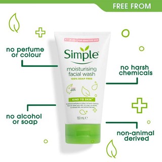 Sữa rửa mặt Simple Moisturising Facial Wash dành cho da thường, da khô 150mL