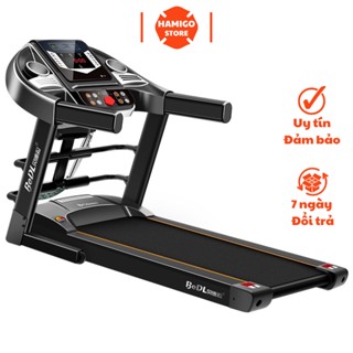 Máy Chạy Bộ Điện Đa Năng 12km HAMIGO SPORT5 kèm máy đánh mỡ bụng 12 gấp gọn, chương trình chạy màn led loa nghe nhạc