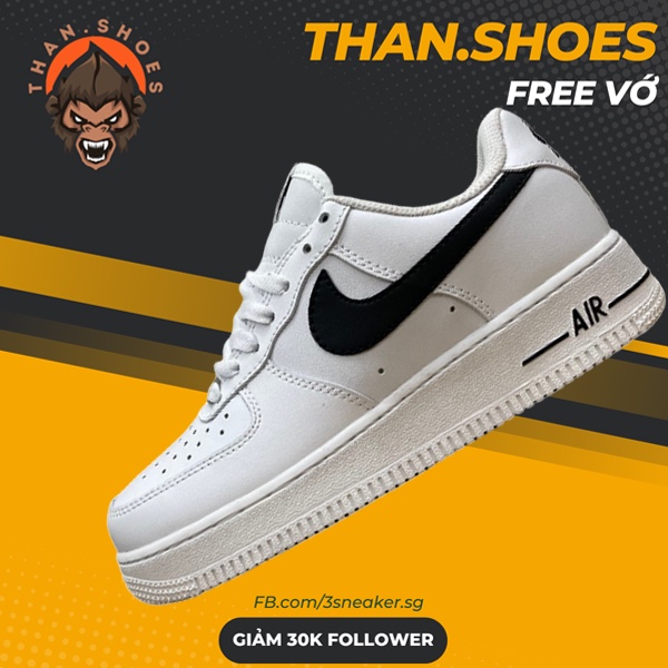 Giày Air Force 1 Low White Black, AF1 Trắng Đen - Than.Shoes