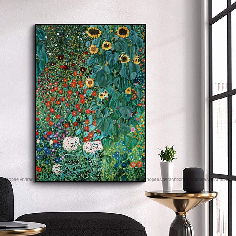 Tranh Gustav Klimt size 50x70cm - Tranh canvas treo tường decor homestay, quán cafe, căn hộ chung cư hiện đại