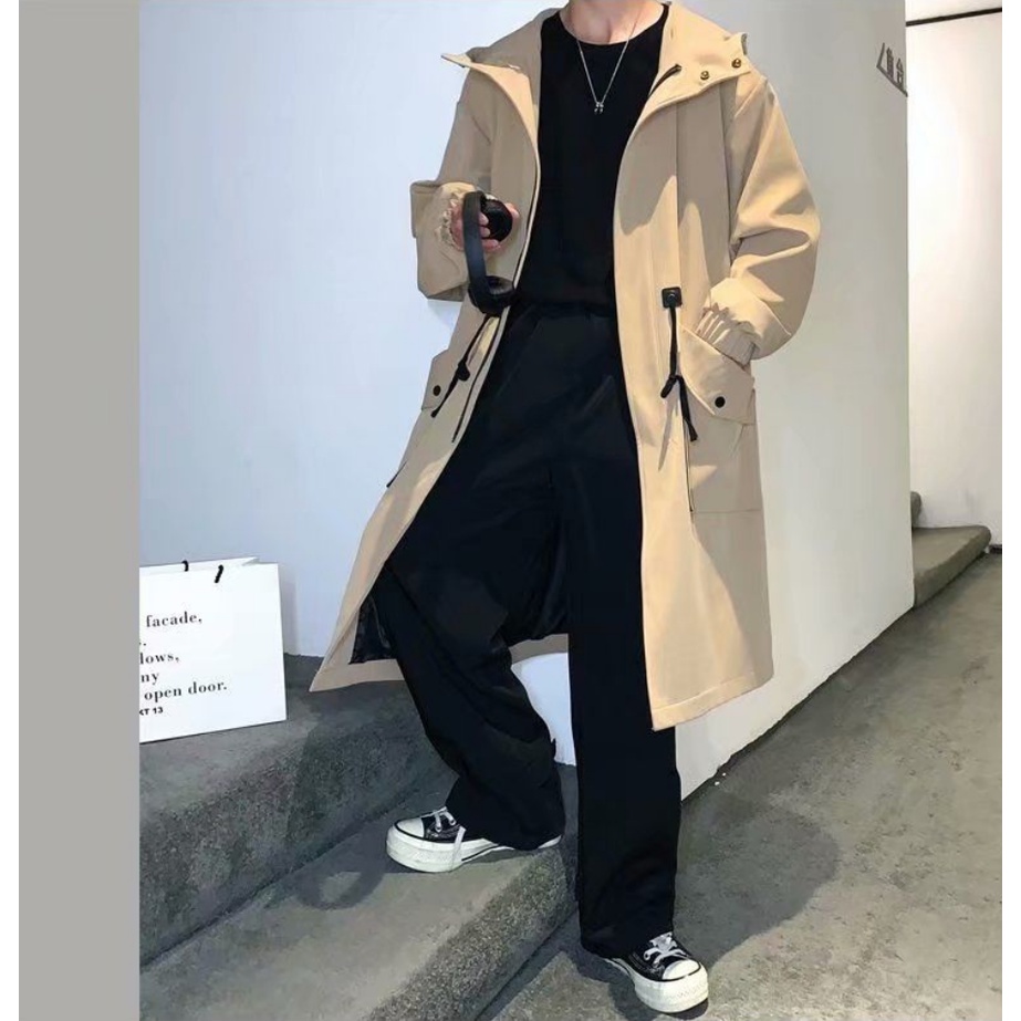 Áo Khoác Dáng Rộng Dài Qua Gối Thời Trang Thu Đông Hàn Quốc Mới Cho Nam