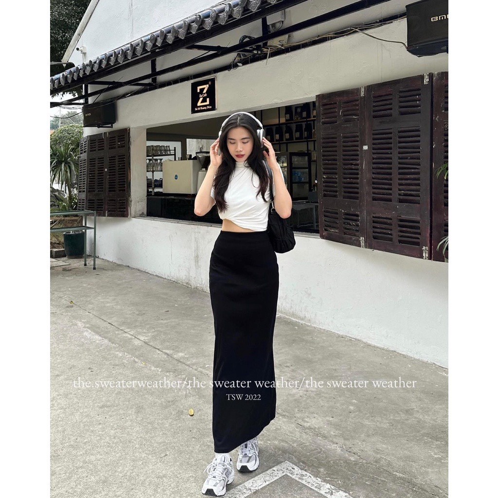 Chân váy thun trơn dáng dài Hari GenZ Cv257