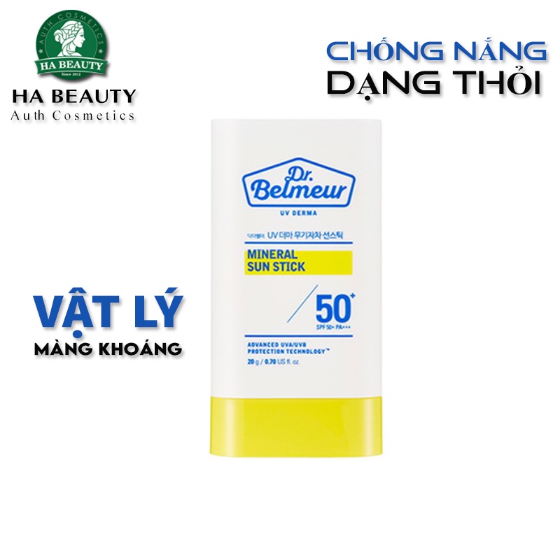 Chống nắng vật lý màng khoáng Dạng thỏi The Face Shop Dr Belmeur UV DERMA MINERAL SUN STICK SPF50+PA+++ 20g