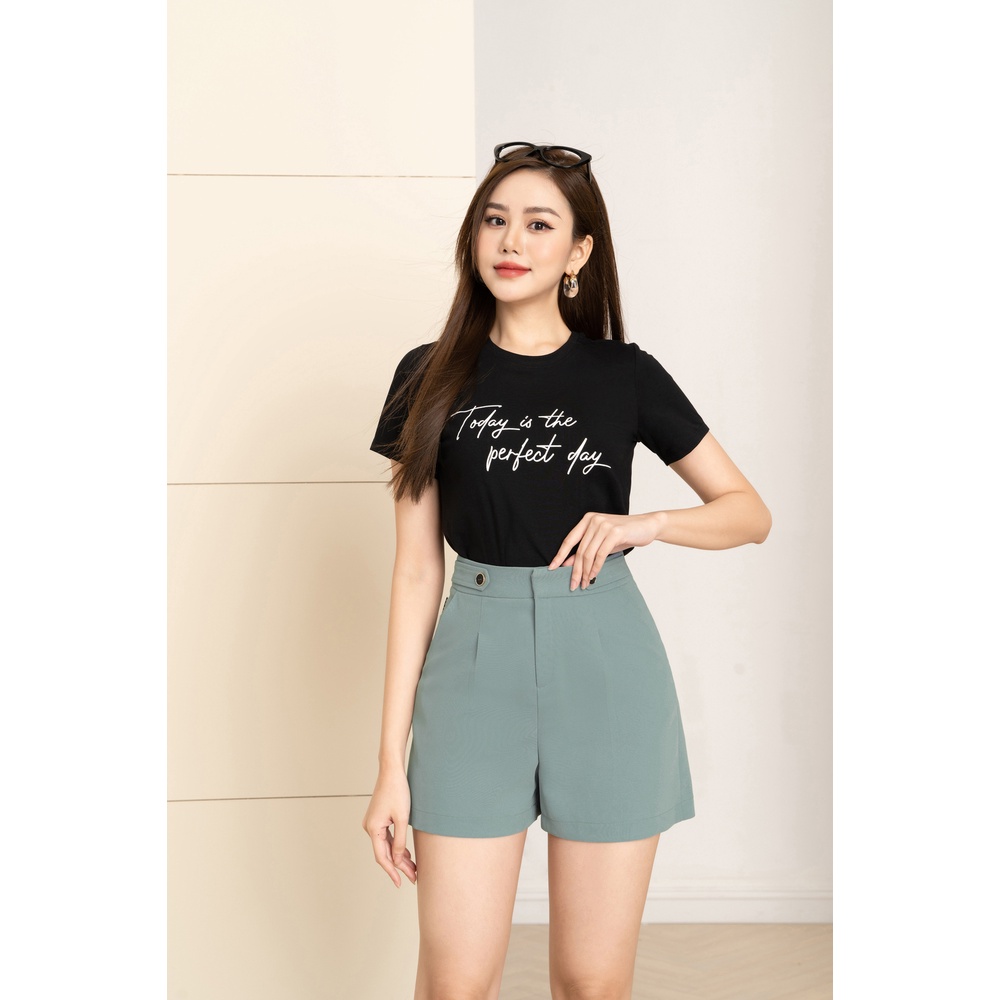 Áo phông nữ form vừa in chữ chất liệu Cotton Compact LOZA - PT203139