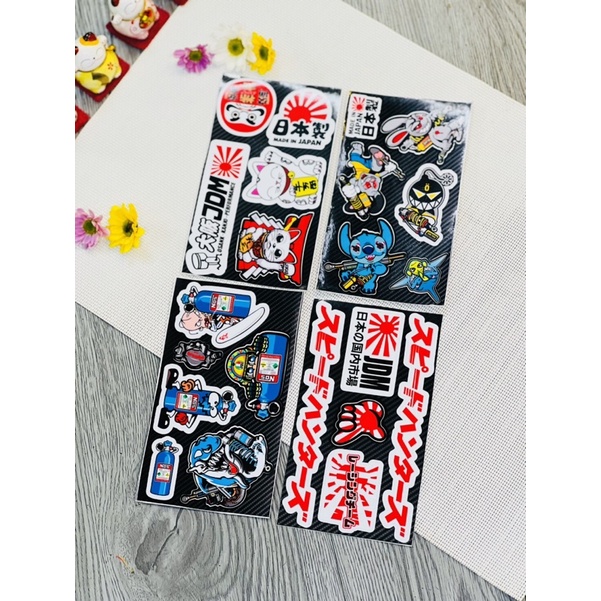 Sét Tem Decal Sticker Dán Xe Hình Nhân Vật Dễ Thương