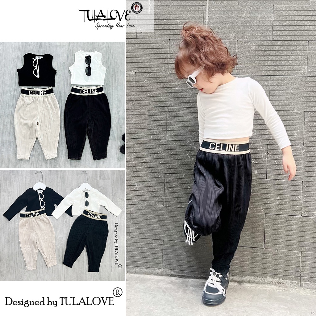 Quần Dài Bé Gái Dáng Baggy, Áo Croptop Cho Bé Gái Tulalove