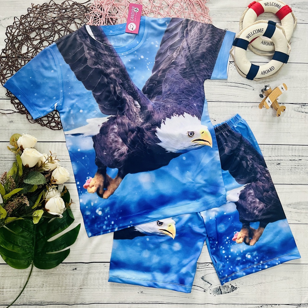 Đồ bộ bé trai, bộ thun lạnh in hình đại bàng và cọp 3D siêu ngầu, nhiều mẫu chất đẹp, thấm hút mồ hôi từ 10kg đến 60kg