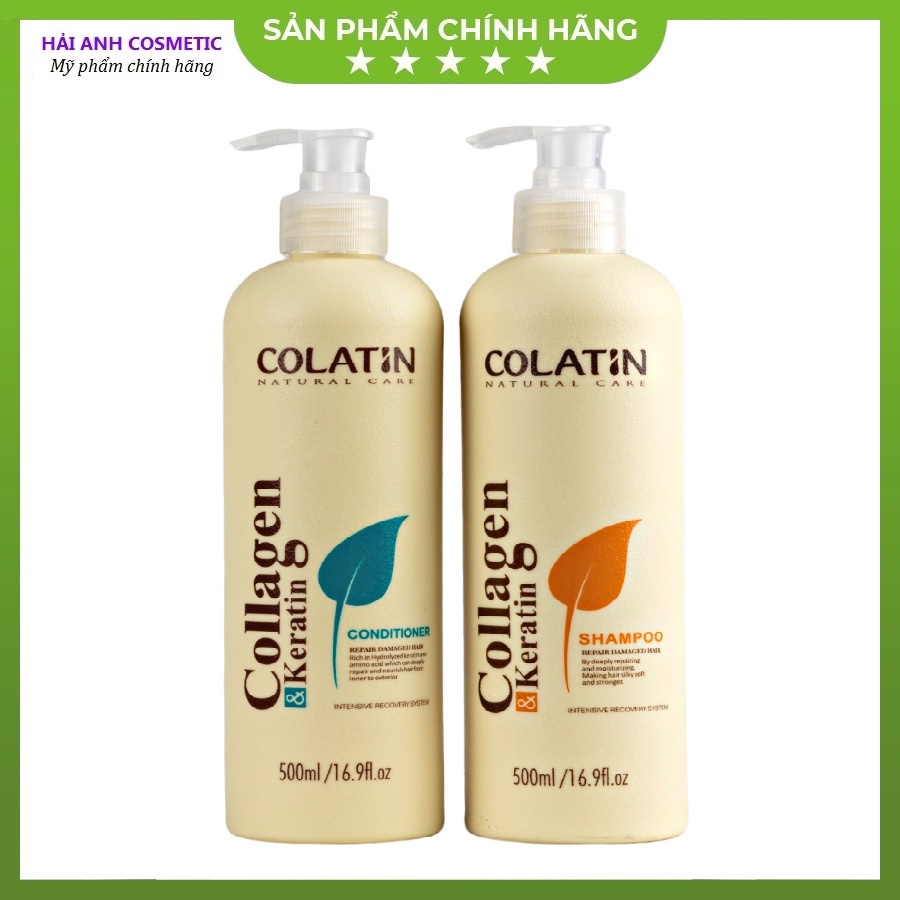 Dầu gội xả COLATIN Collagen Keratin dưỡng chất tơ tằm chống rụng, phục hồi và bảo vệ tóc 500 - 1000ml