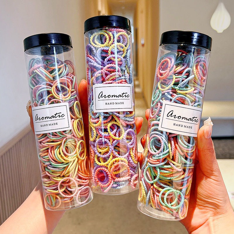 Hộp 300 Dây Buộc Tóc Nhiều Màu Siêu Dễ Thương Cho Bé Gái