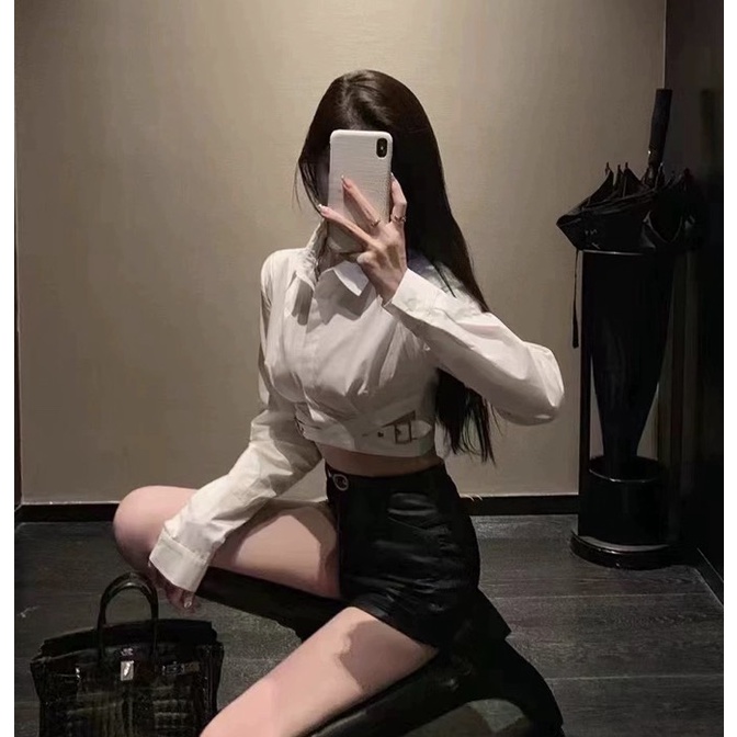 Áo sơ mi dài tay HAGA áo sơ mi croptop SM3L75