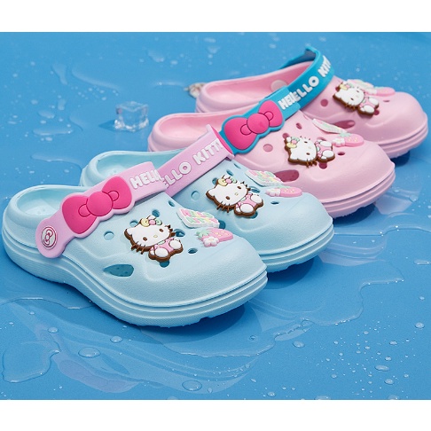 Dép Sandal Đi Biển Chống Trượt Thiết Kế Đục Lỗ Hình Hello Kitty Dễ Thương Thời Trang Mùa Hè Cho Bé Gái