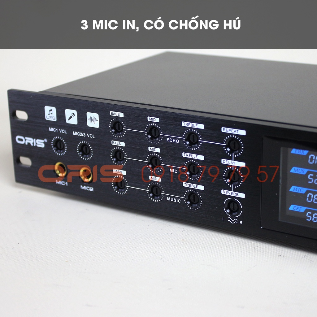 Vang cơ bluetooth chính hãng Oris 7 Plus chống hú tốt đầy đủ các chức năng Echo, repeat, delay, reverb, fbx - ORIS